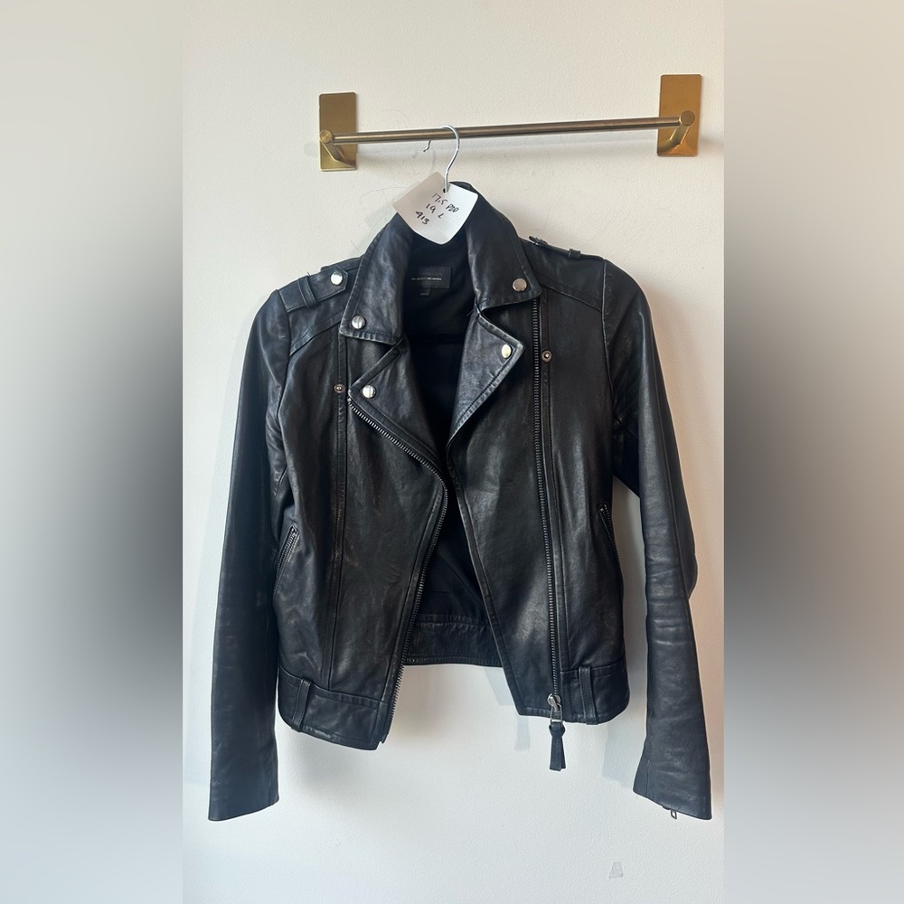 Mackage x Aritzia, lamb Leather Moto Jacket 17.5” P2P, XXS/missing belt